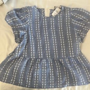 Loft blue peplum top S